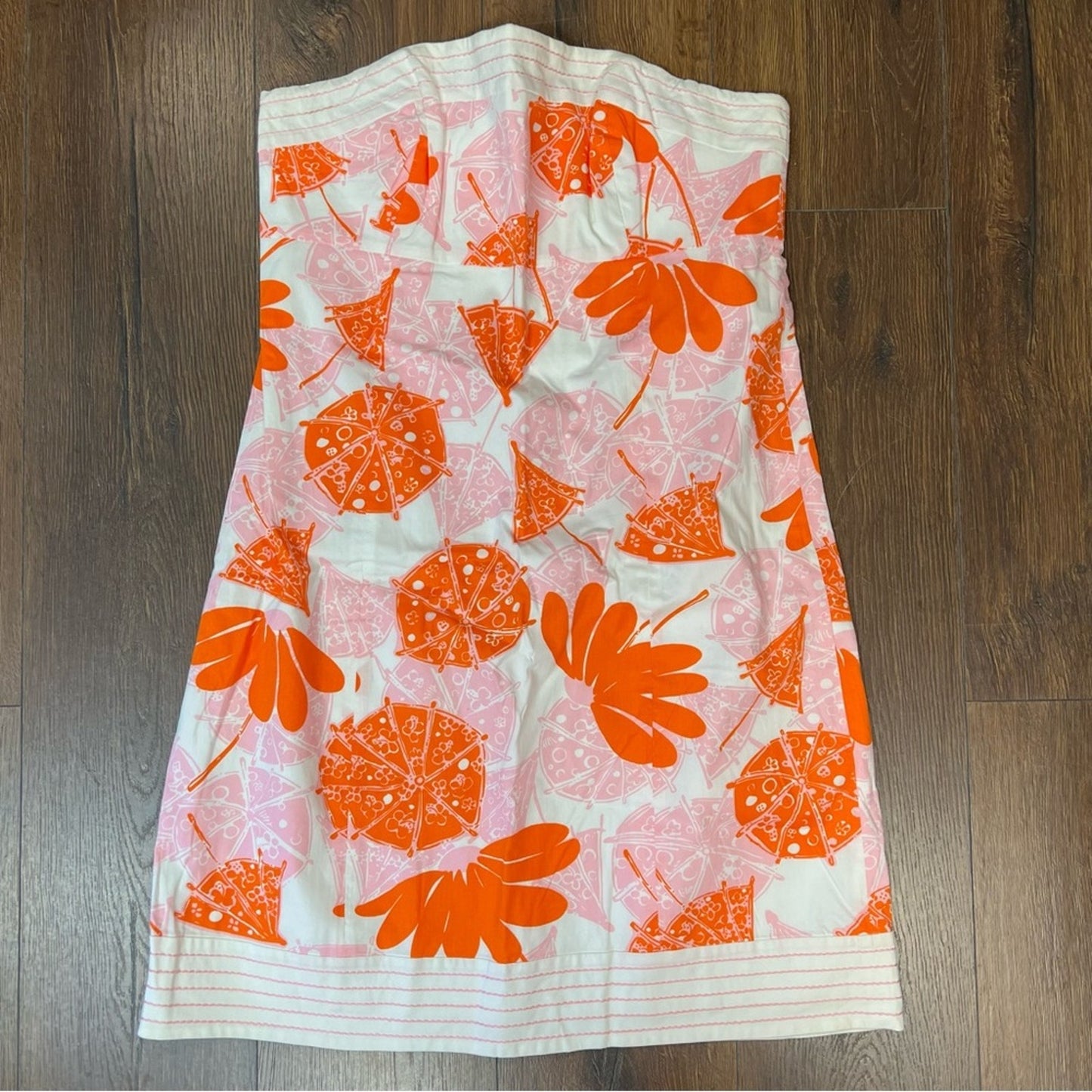 Lilly Pulitzer Seeing Double Umbrella Strapless Dress Beach Vacation SZ 14