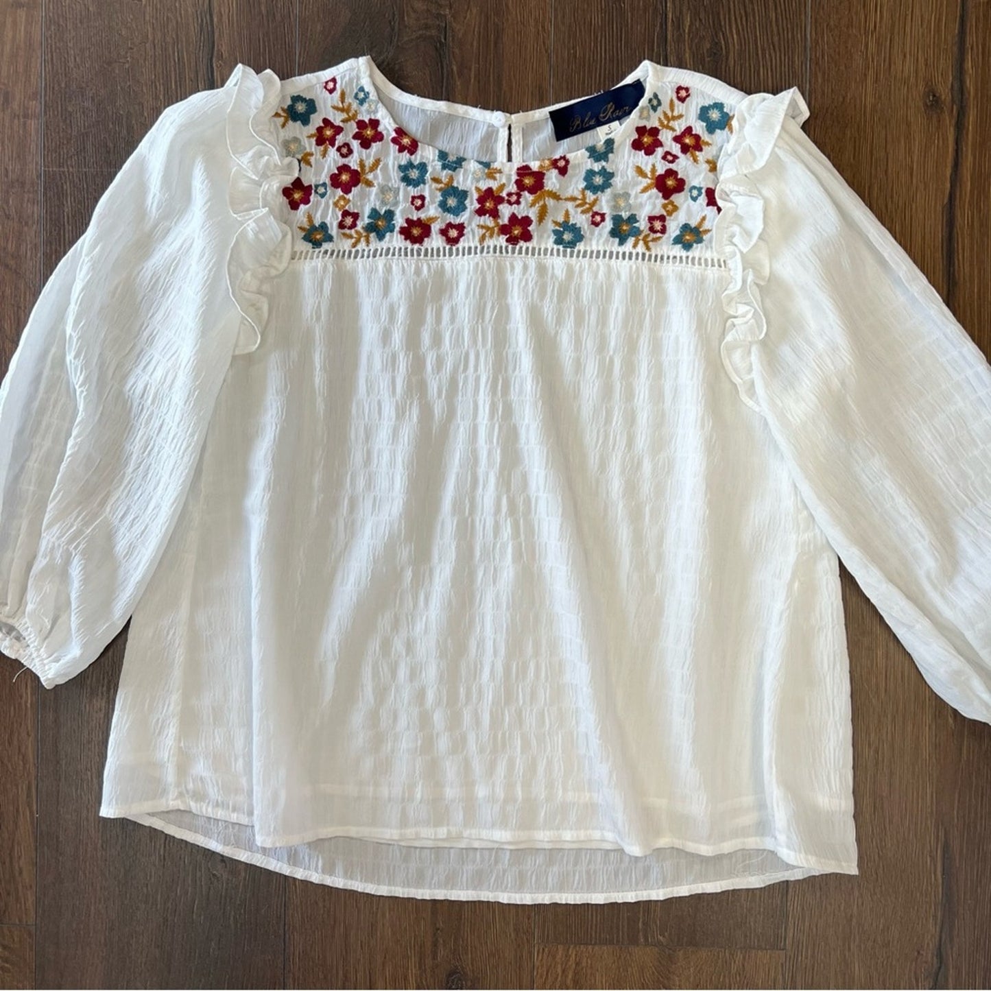 Blue rain, embroidered blouse SZ SM
