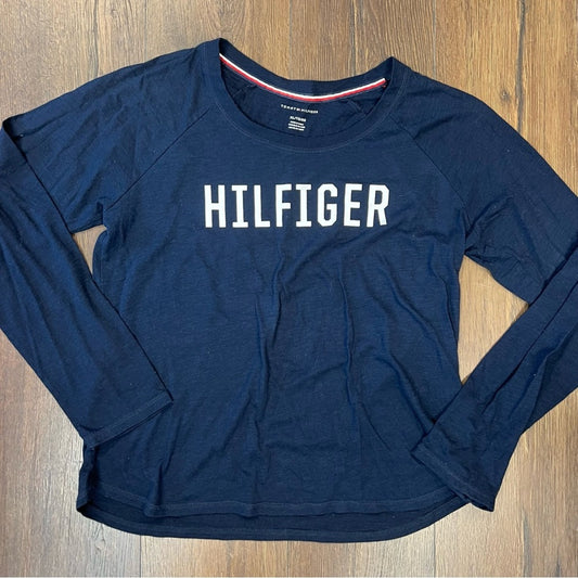 Tommy Hilfiger navy long sleeved scoopneck tee SZ XL
