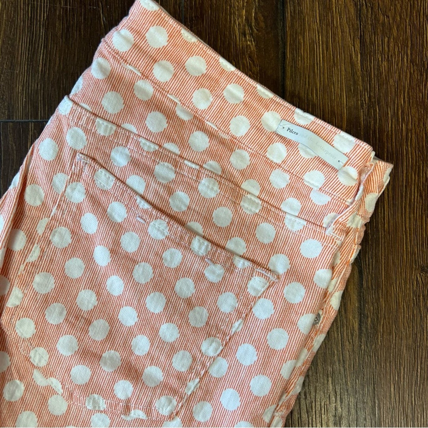 Pilcro Polka Dot High-Rise Bootcut Crop Raw Hem Pants (Anthropologie) SZ 30/10