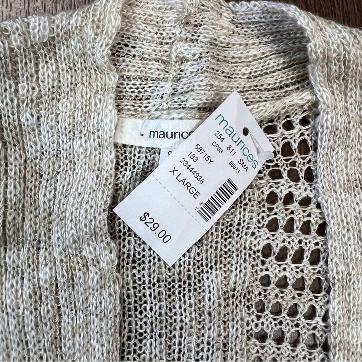 NEW Maurice’s tan open cardigan SZ XL