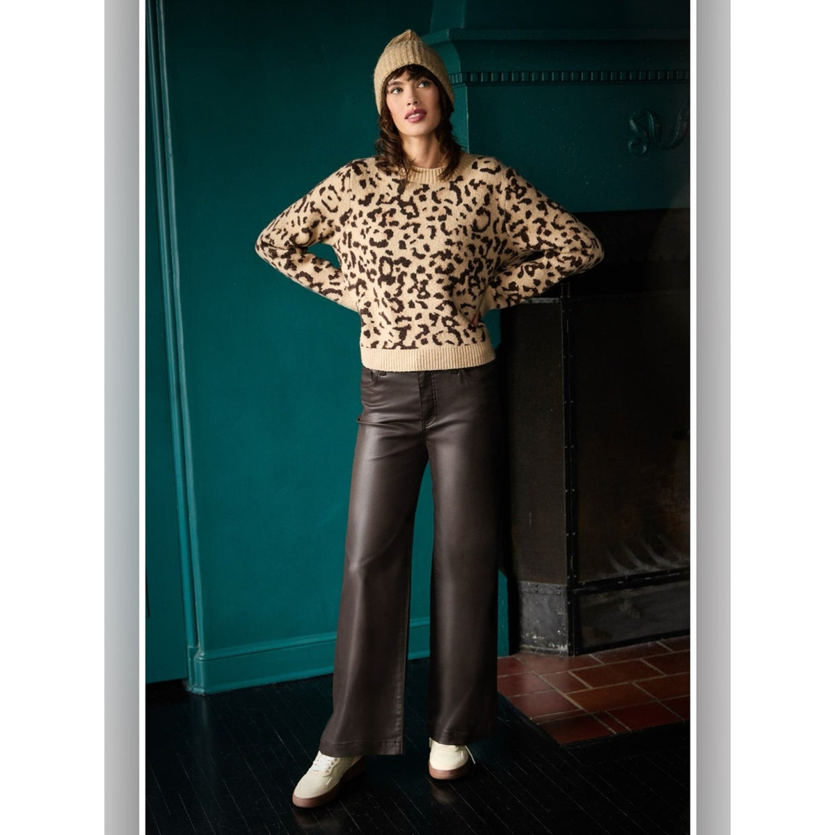 🆕 KUT from the Kloth Gisela Leopard Print Crewneck Sweater SZ MED