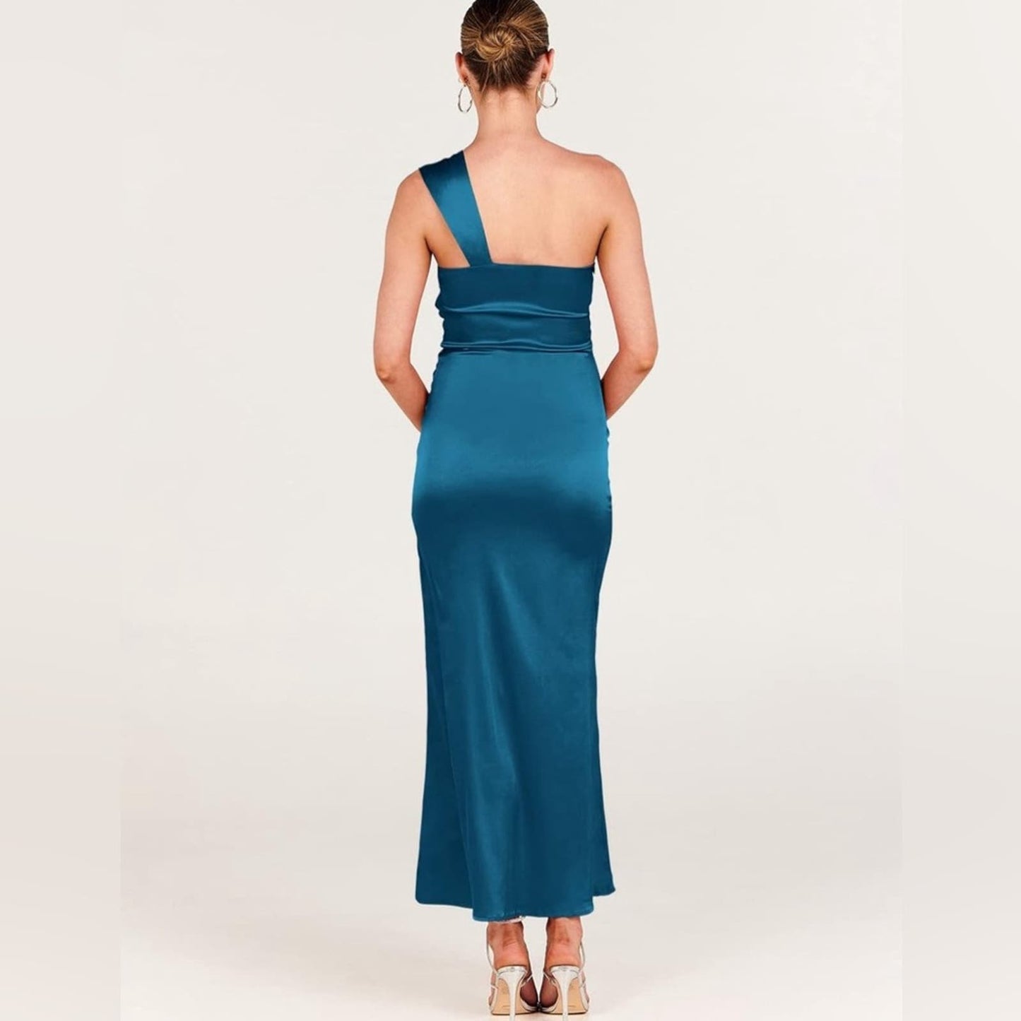 🆕 ANRABESS Satin One shoulder Cocktail Evening Party Maxi Dresses SZ XL