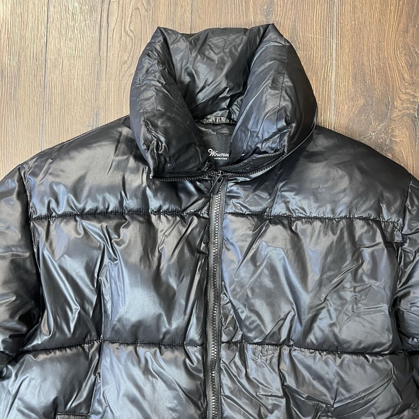 Wownach Black oversized Cropped puffer coat Size Small