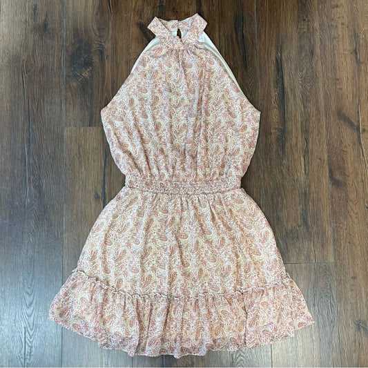 Sweet lemon rust paisley halter dress SZ LG