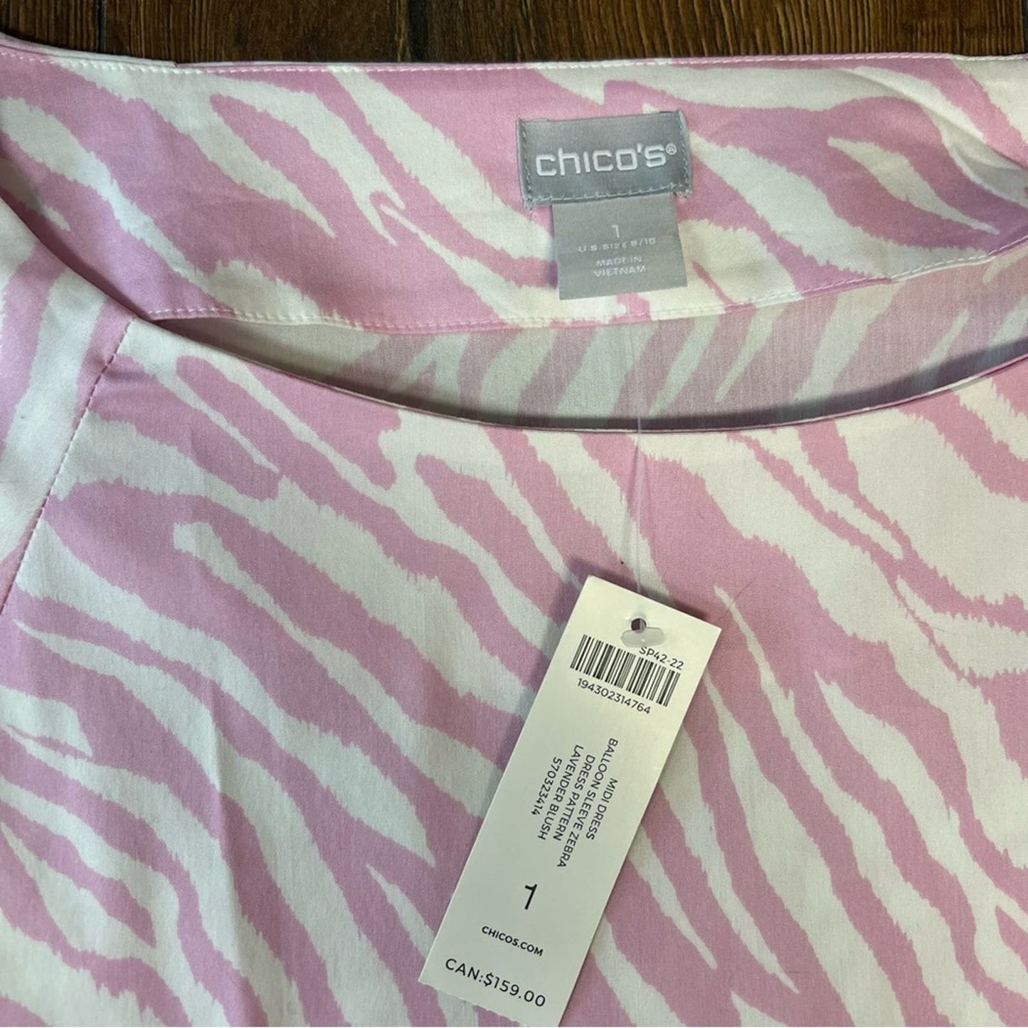 🆕 Chico’s Balloon-Sleeve Zebra-Print Midi Dress SZ 1/8-10