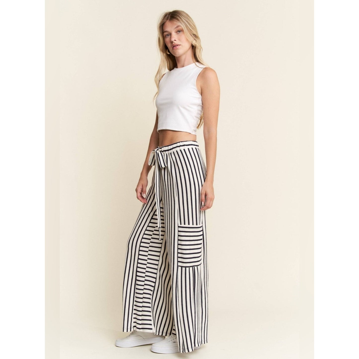 🆕 Jade by Jane Striped Wide-Leg Knit Pants NWT
