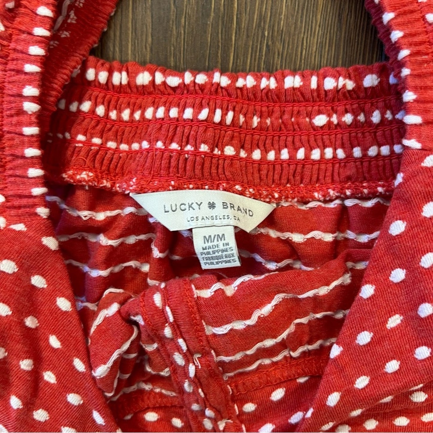 Lucky brand, red polkadot button front tank SZ MED