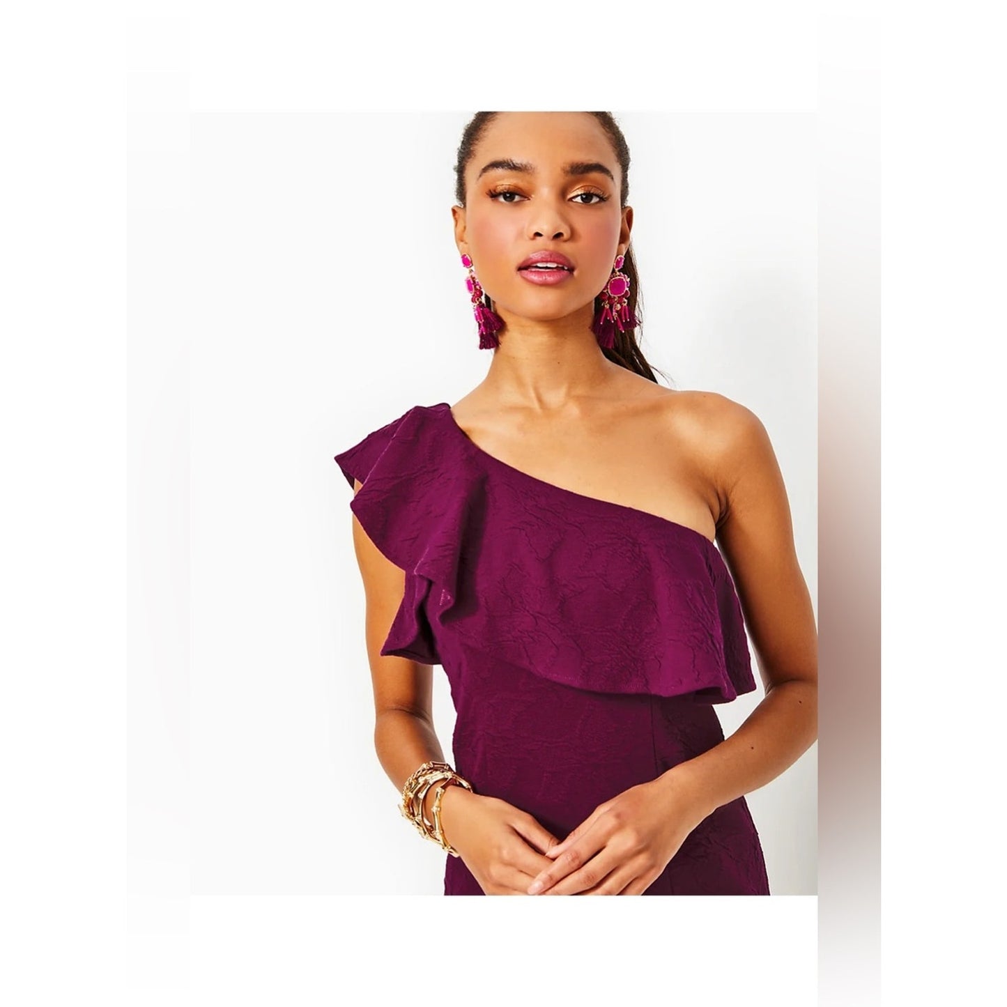 🆕 Lilly Pulitzer One Shoulder Dress Amarena Cherry Knit Pucker NWT SZ 12