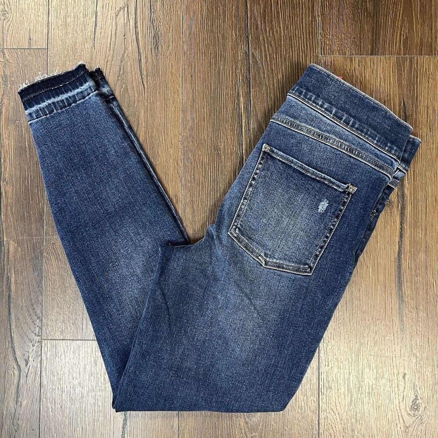 SPANX Distressed‎ Denim High Rise Elastic Waist Jeggings SZ LG