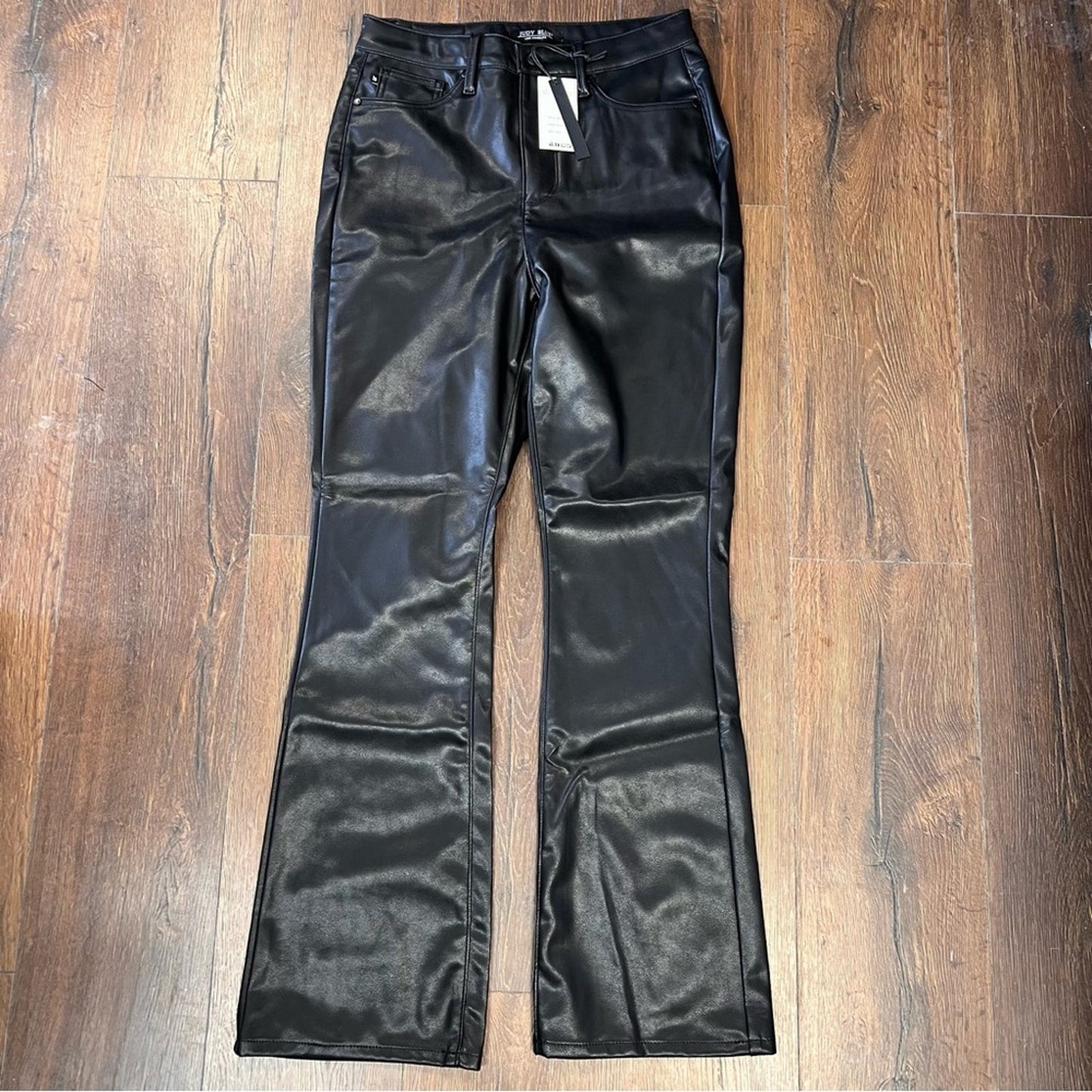 NEW Judy Blue Tummy Control Faux Leather Bootcut Pants SZ 7/28