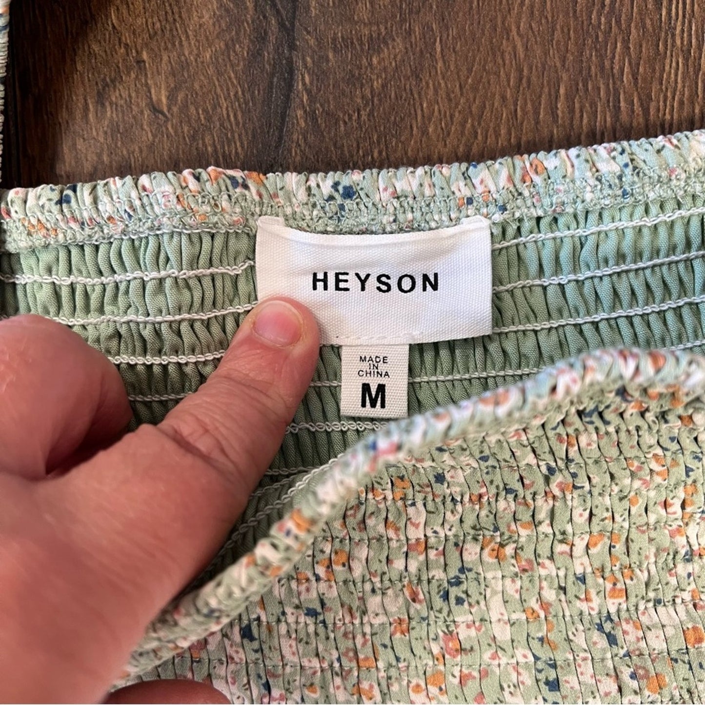 HEYSON Sage Ditsy Floral Square Neck Mini Dress SZ LG