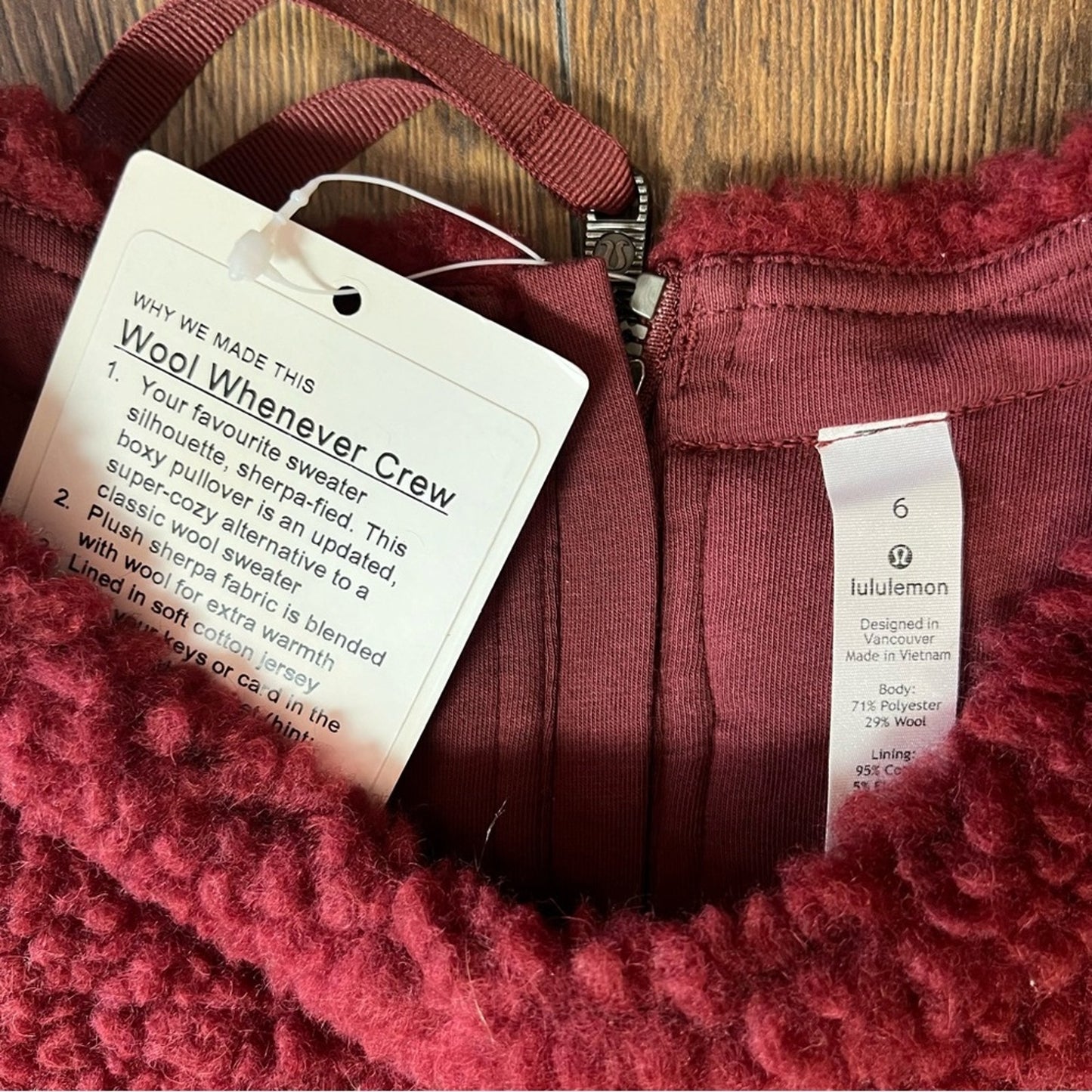 🆕 Lululemon Wool Whenever Crew Savannah SZ 6