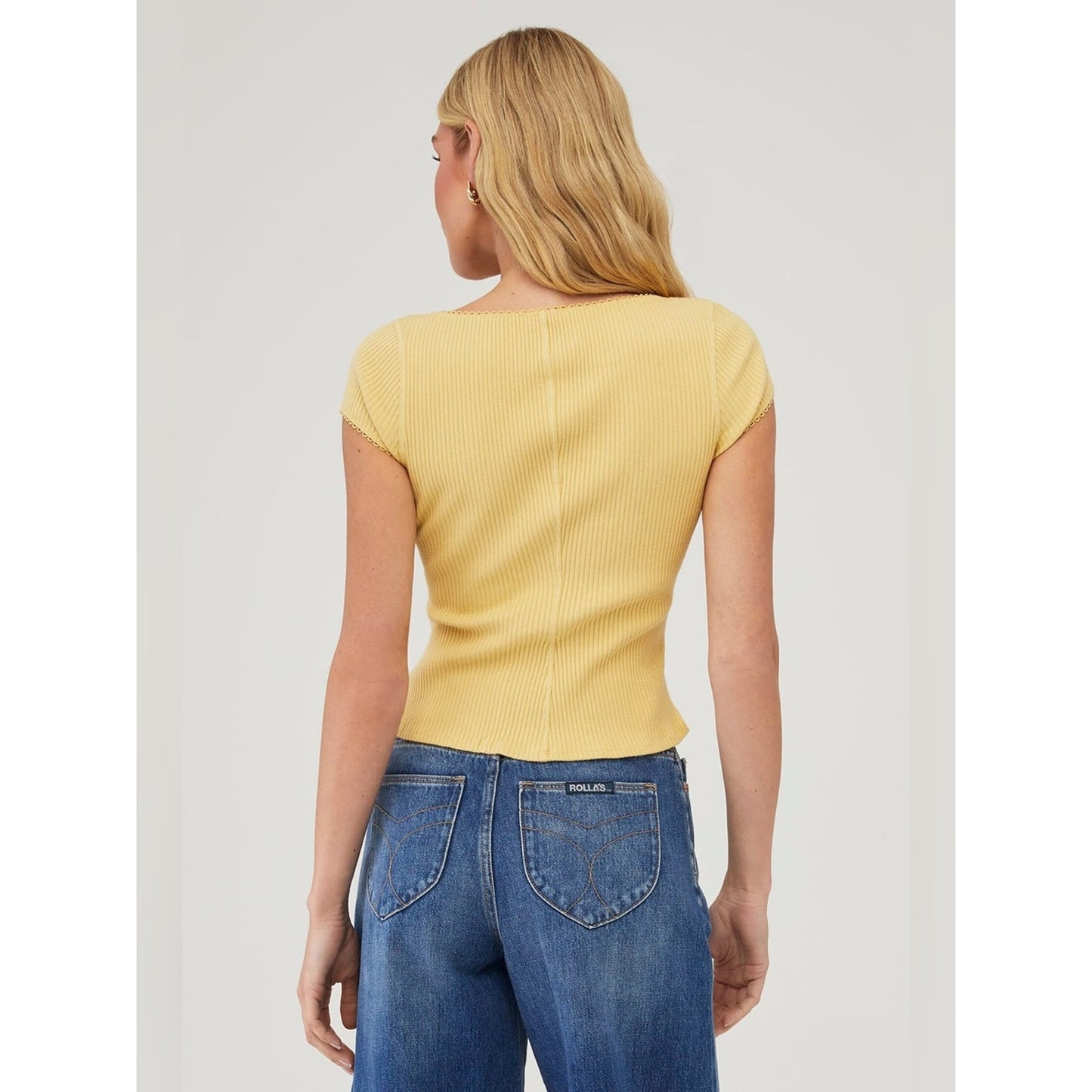 🆕 Free People Most Wanted Yellow Ribbed Cardigan NWT SZ MED