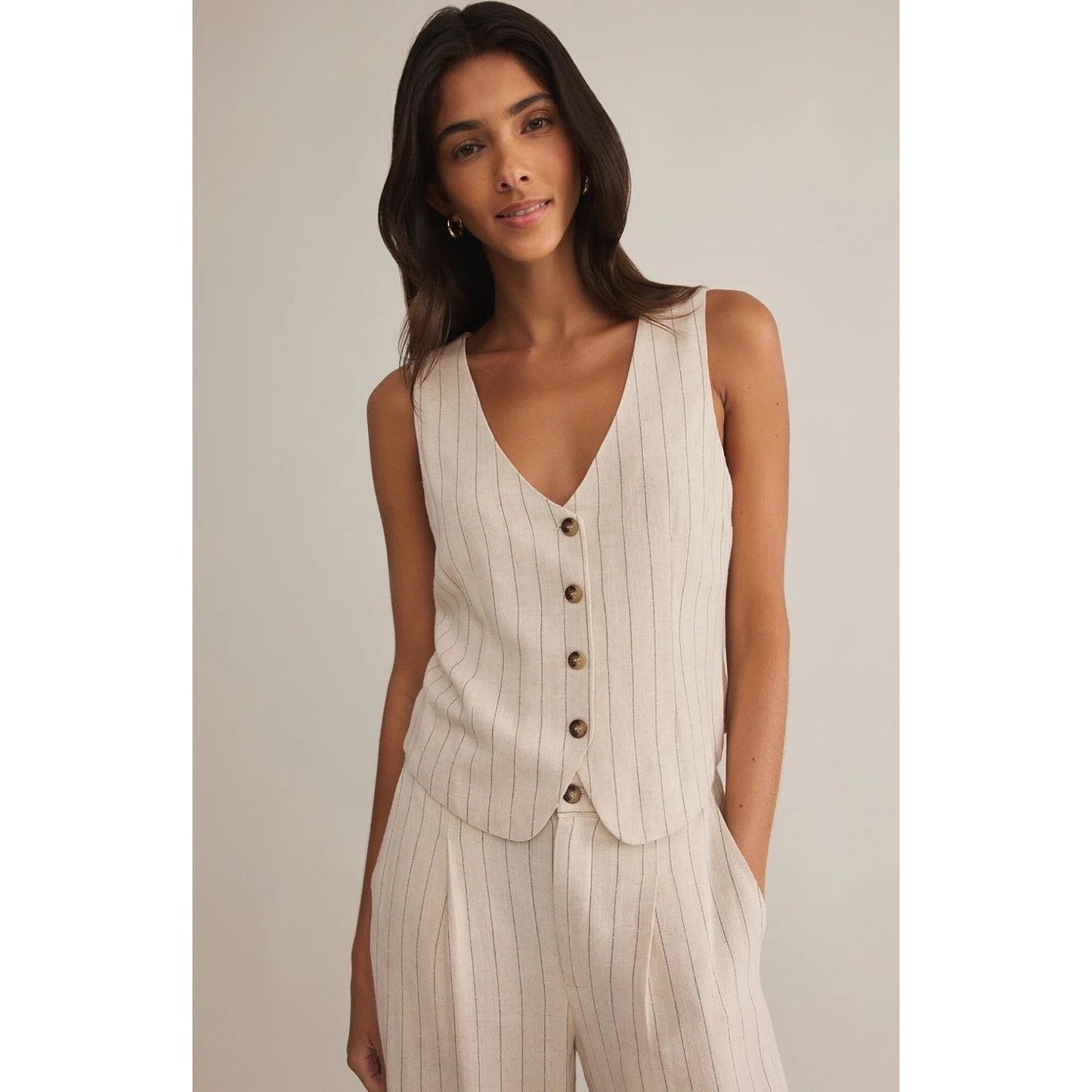NWT Z Supply Belfort Pinstripe Vest in Flax NWT SZ LG