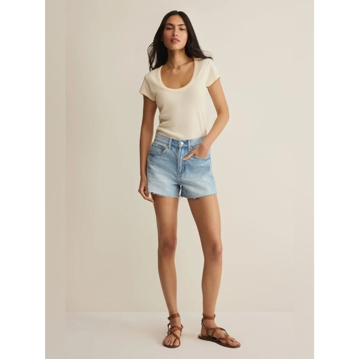 🆕 Z Supply Leisurely Scoop Neck Ribbed Short Sleeve Tee SZ XS