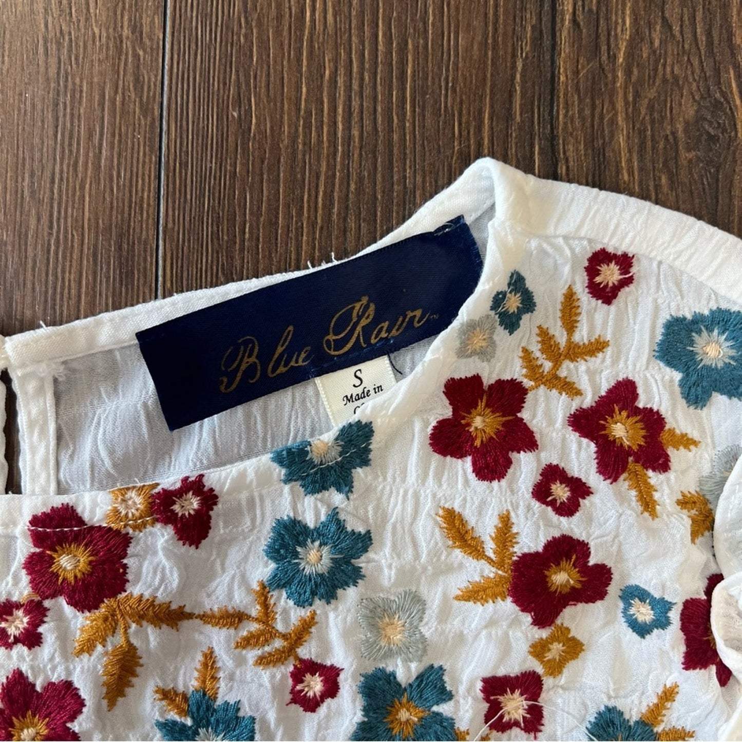 Blue rain, embroidered blouse SZ SM