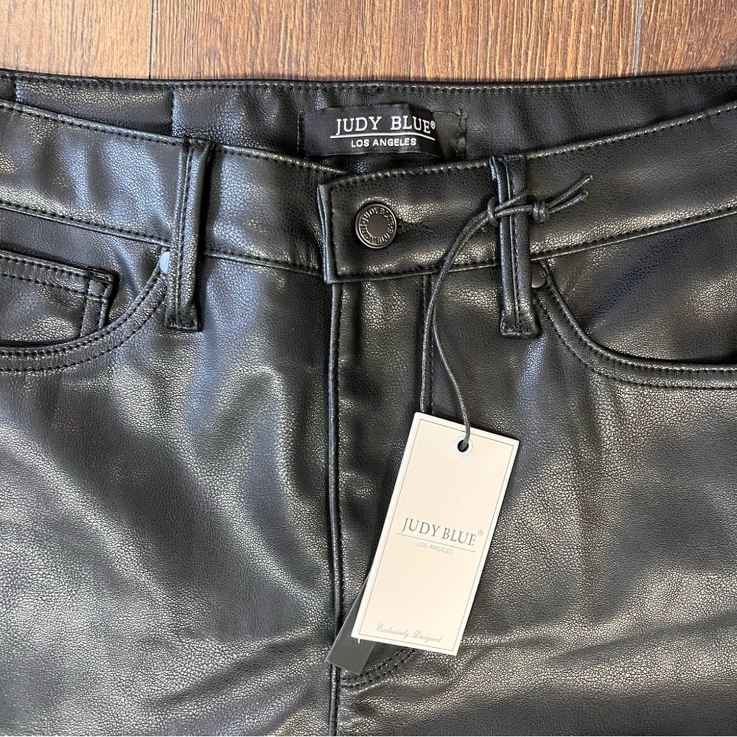 NEW Judy Blue Tummy Control Faux Leather Bootcut Pants SZ 7/28