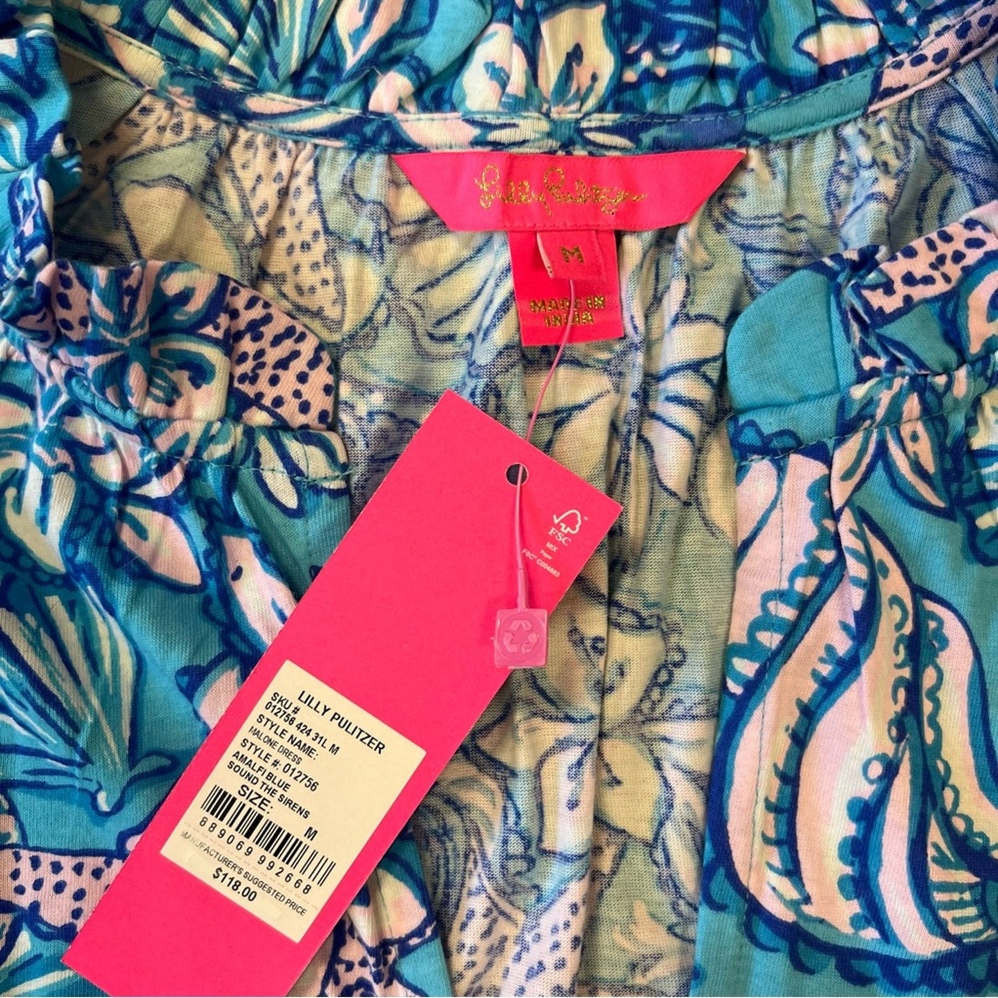 🆕 Lilly Pulitzer Malone dress amalfi blue sound of the sirens dress SZ MED
