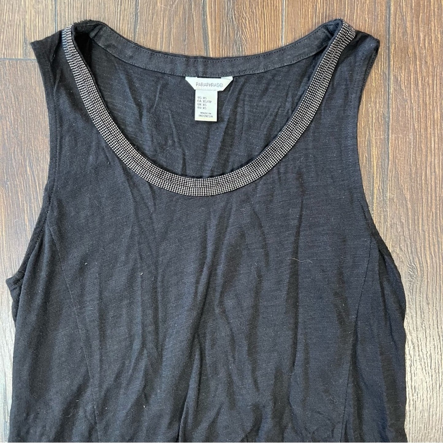 Paraphrase tank top with beaded collar SZ XS