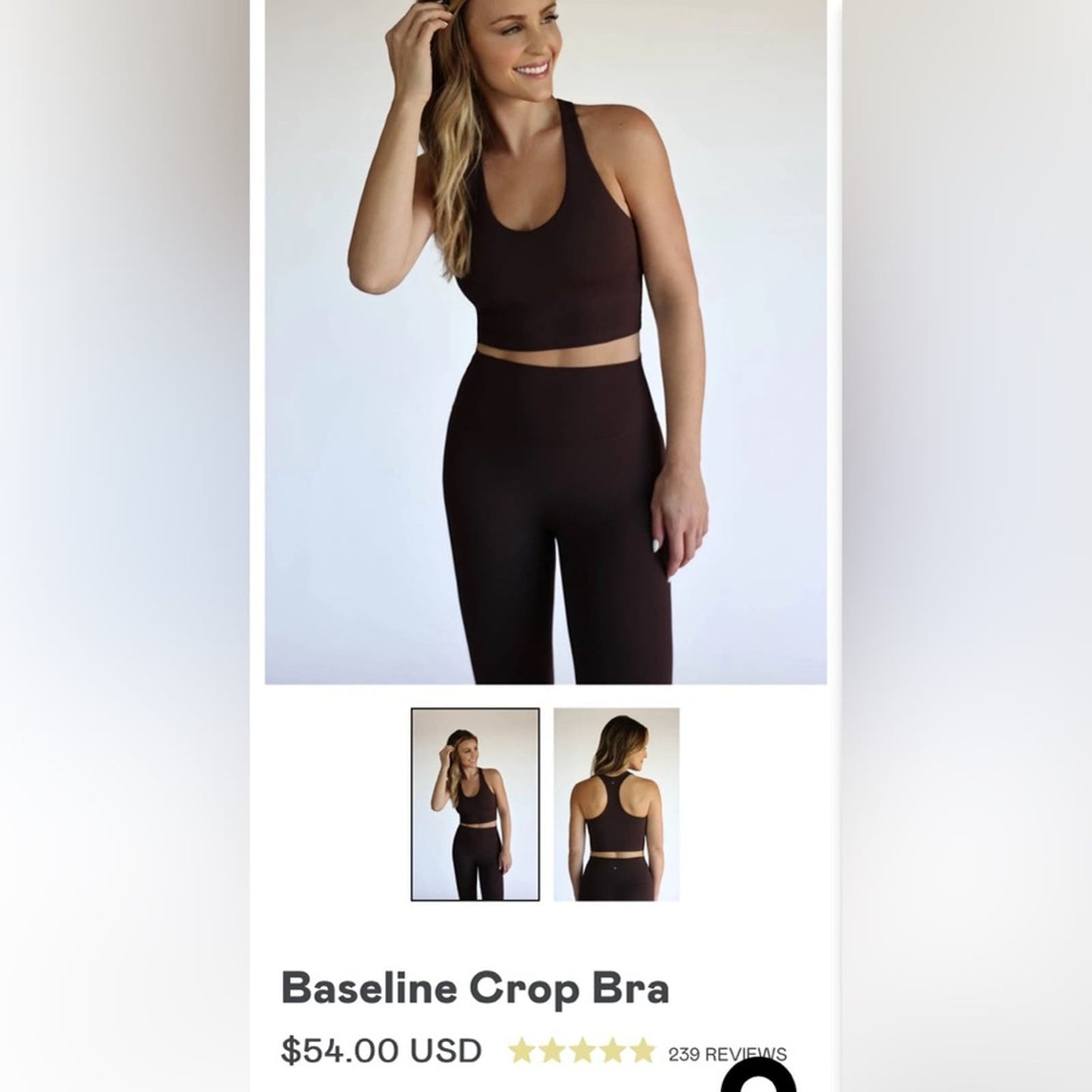 Level Active baseline crop bra SZ LG