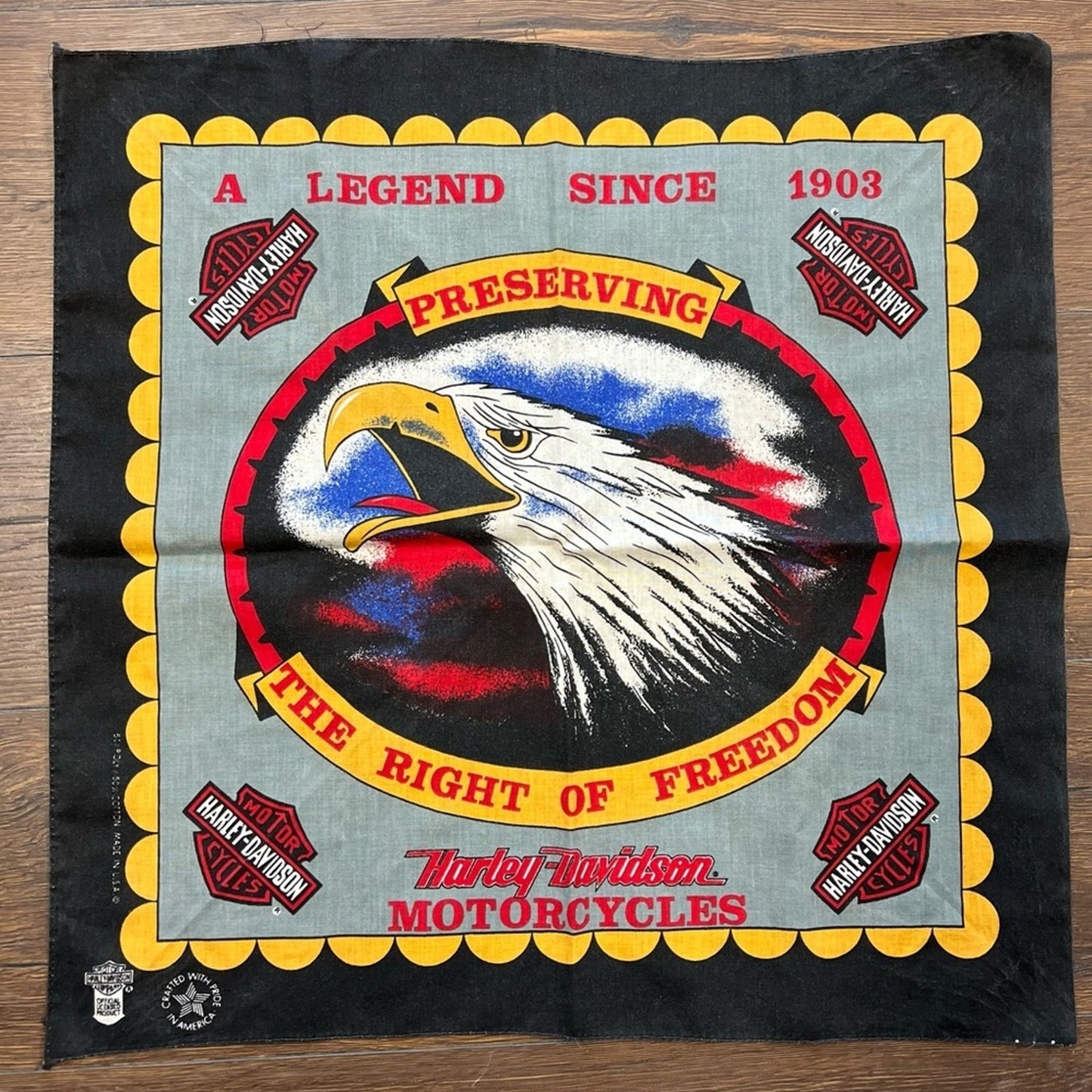 Vintage Harley-Davidson Bald Eagle Made in USA Bandana