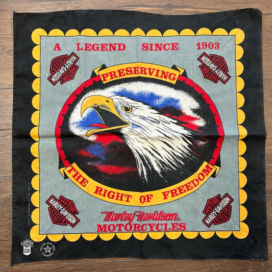 Vintage Harley-Davidson Bald Eagle Made in USA Bandana