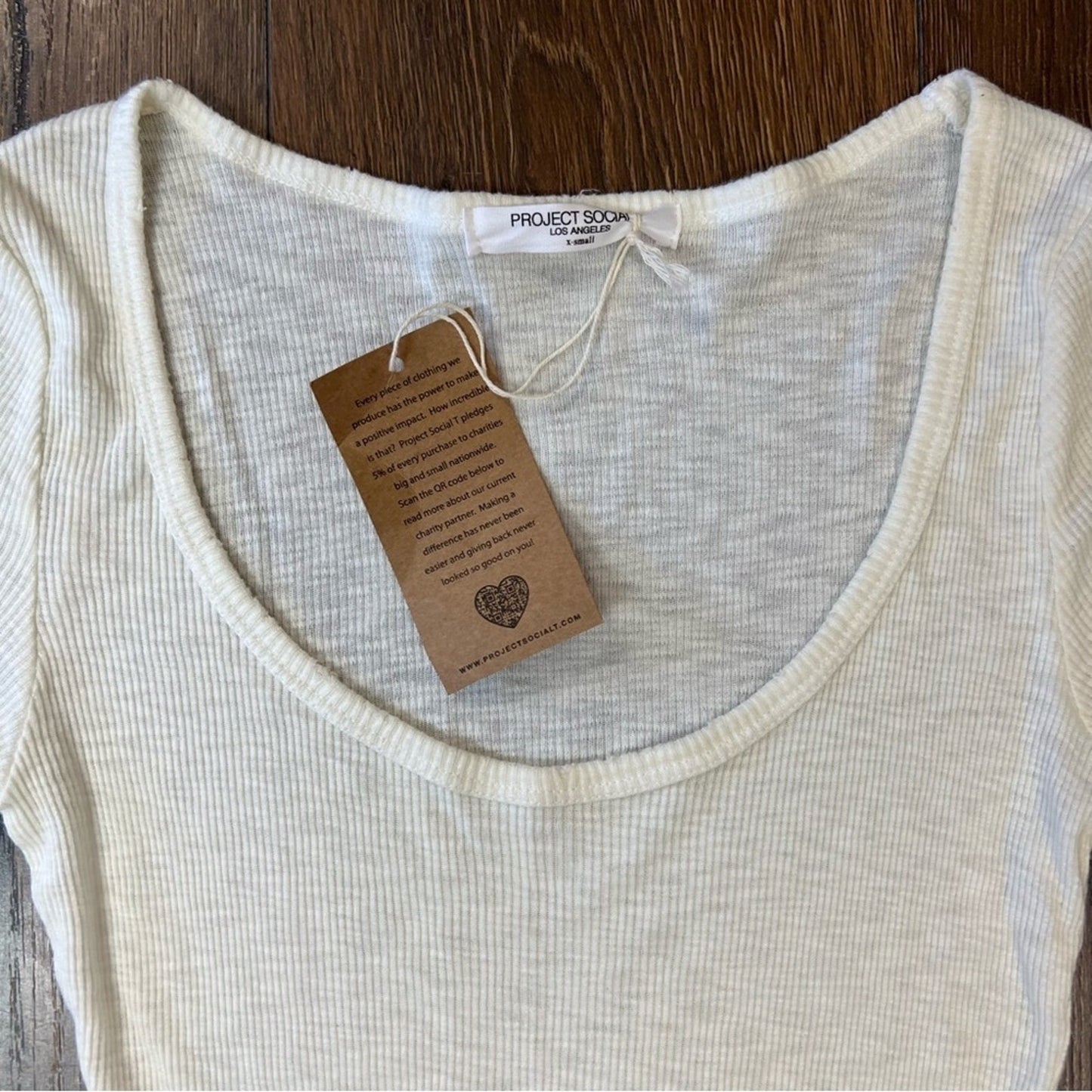Project social T Here's the Scoop Rib Tee White SZ XS‎