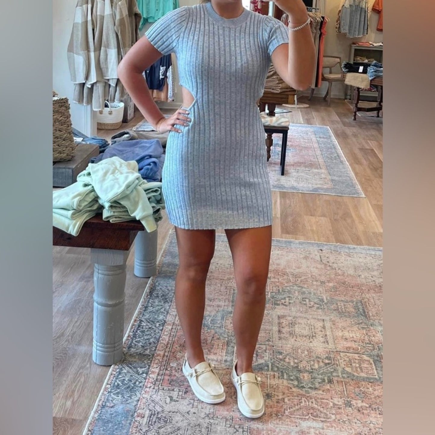 Promesa blue cut out sweater dress SZ SM