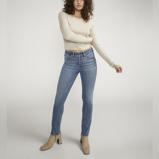 🆕 Silver Jeans Most Wanted Mid Rise Straight Leg Jeans SZ 26/2