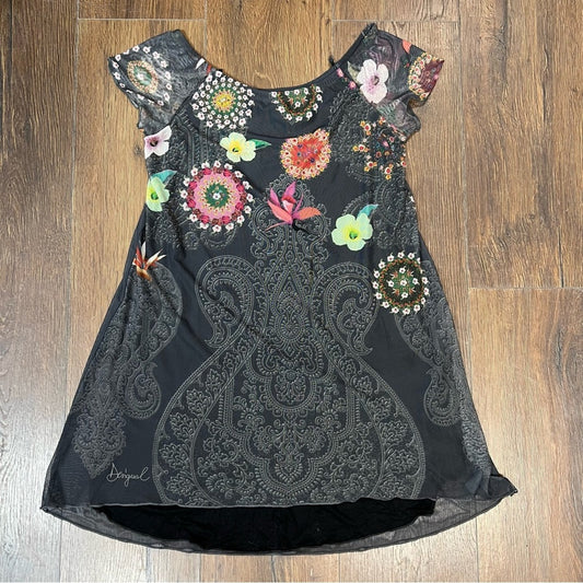 Desigual Women's Black & Multicolored Karen Tunic SZ SM