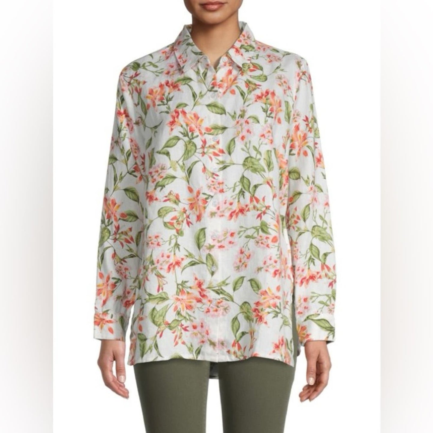 TOMMY BAHAMA Petal Of Honor Floral Linen Shirt SZ MED