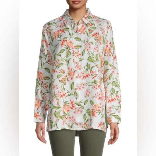 TOMMY BAHAMA Petal Of Honor Floral Linen Shirt SZ MED