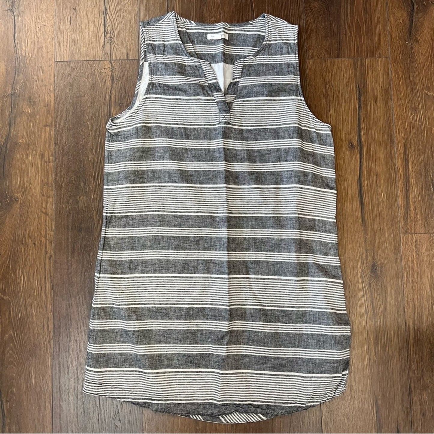 Beachlunchlounge linen blend striped dress SZ LG