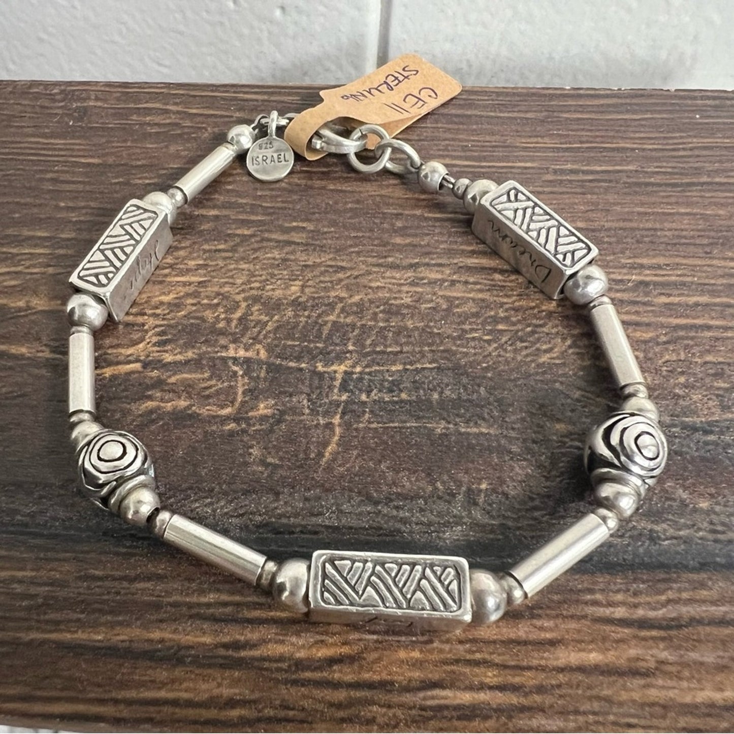 Silpada Sterling Silver .925 Israel Dream Hope Joy Bead Link Bracelet