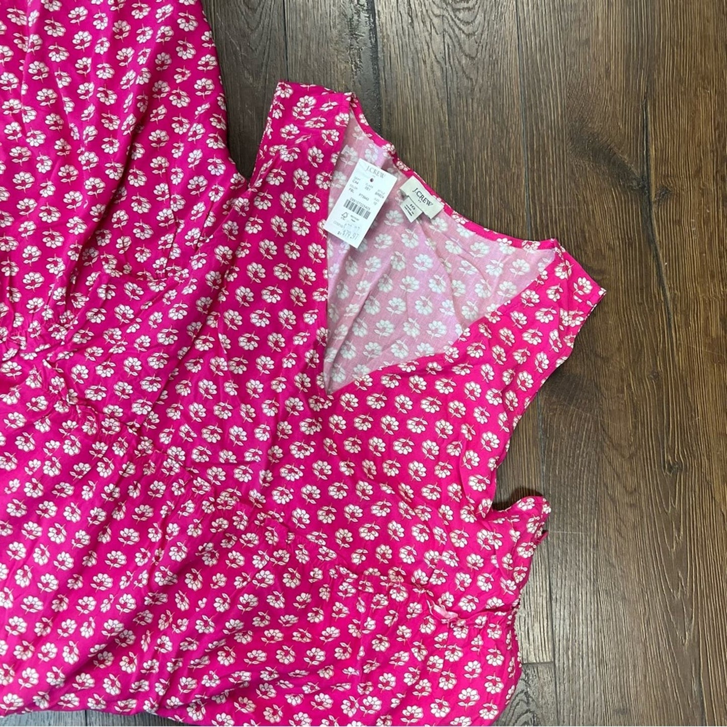 🆕 J Crew Fuchsia Blossom V-Neck Midi Dress SZ 10
