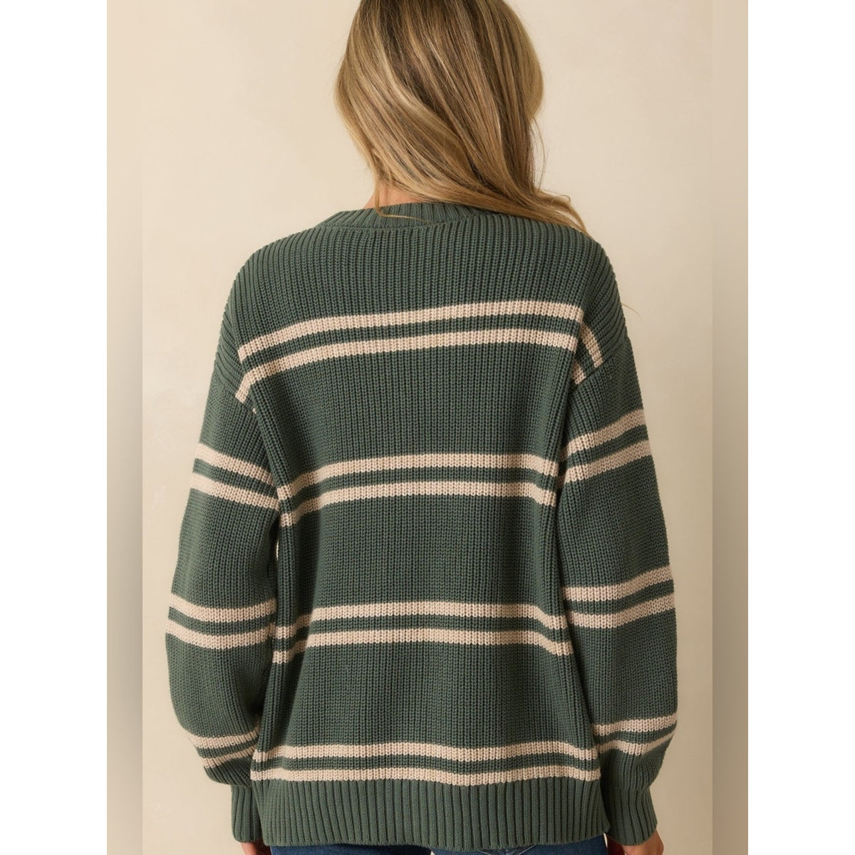 🆕 Z Supply Boyfriend Striped Cardigan In Green Cotton NWT SZ XS