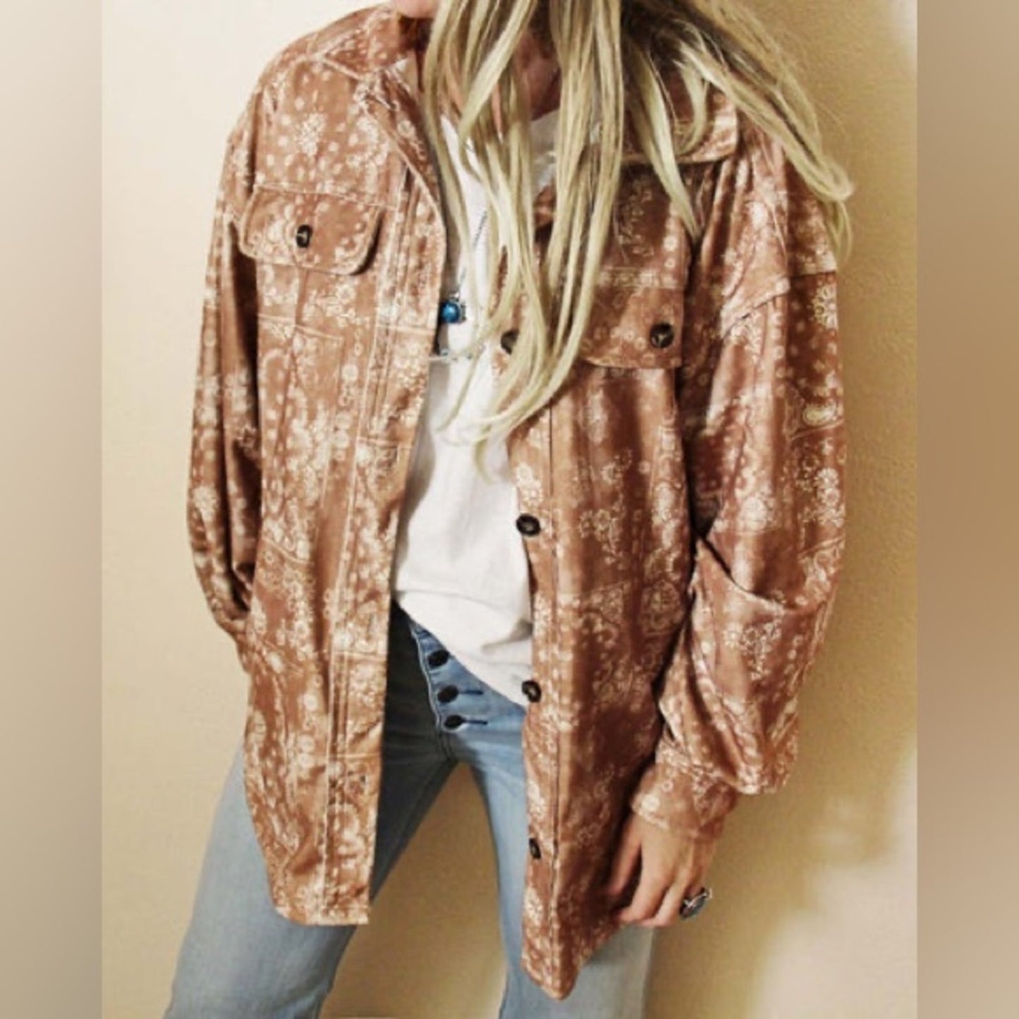 BiBi Sable Paisley shirt jacket SZ LG