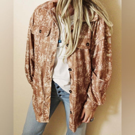 BiBi Sable Paisley shirt jacket SZ LG