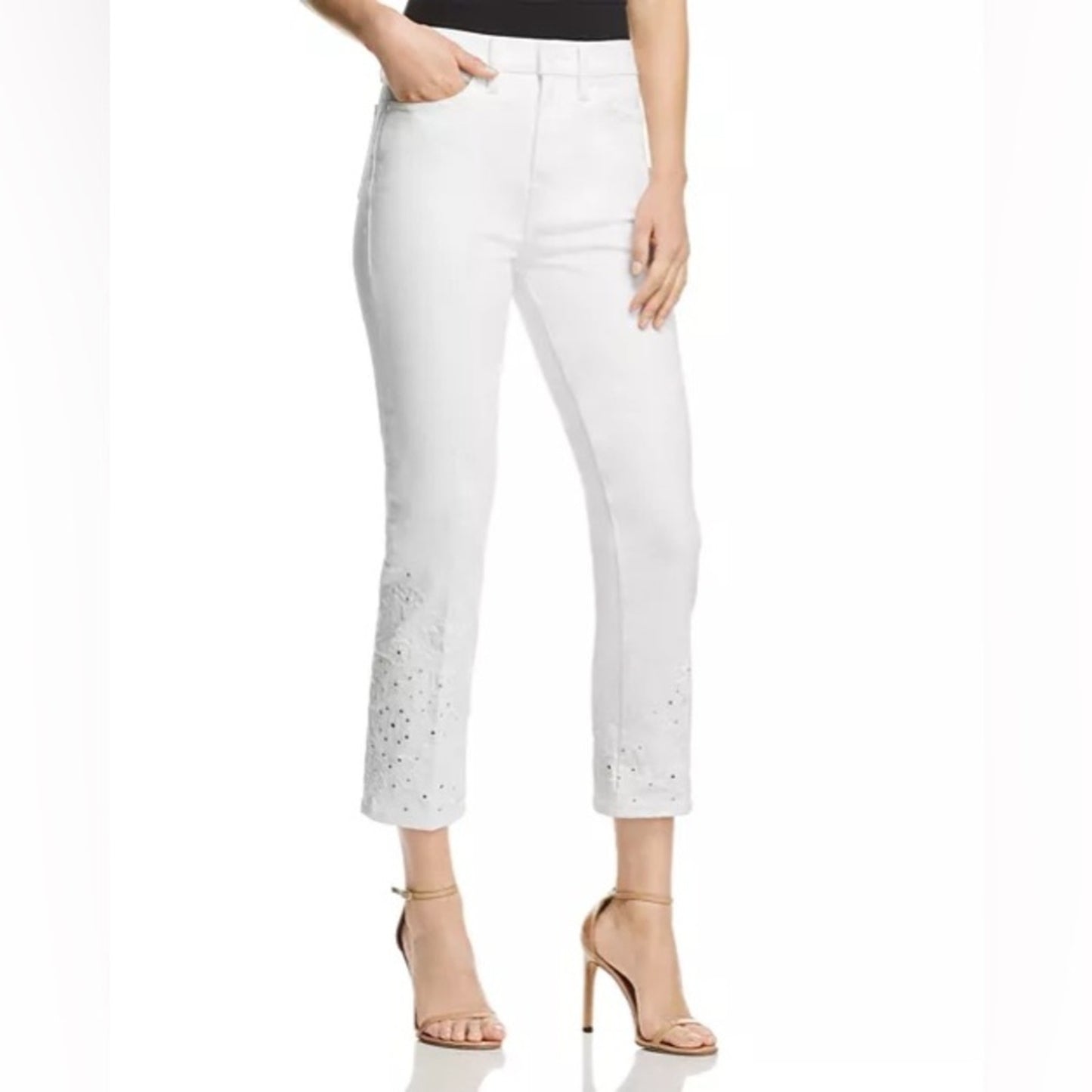 Tory Burch Keira Straight-Leg White Rinse Wash Jeans SZ 26/2