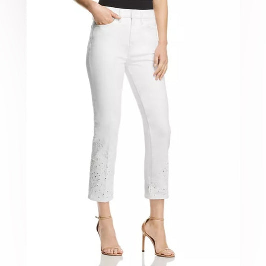 Tory Burch Keira Straight-Leg White Rinse Wash Jeans SZ 26/2