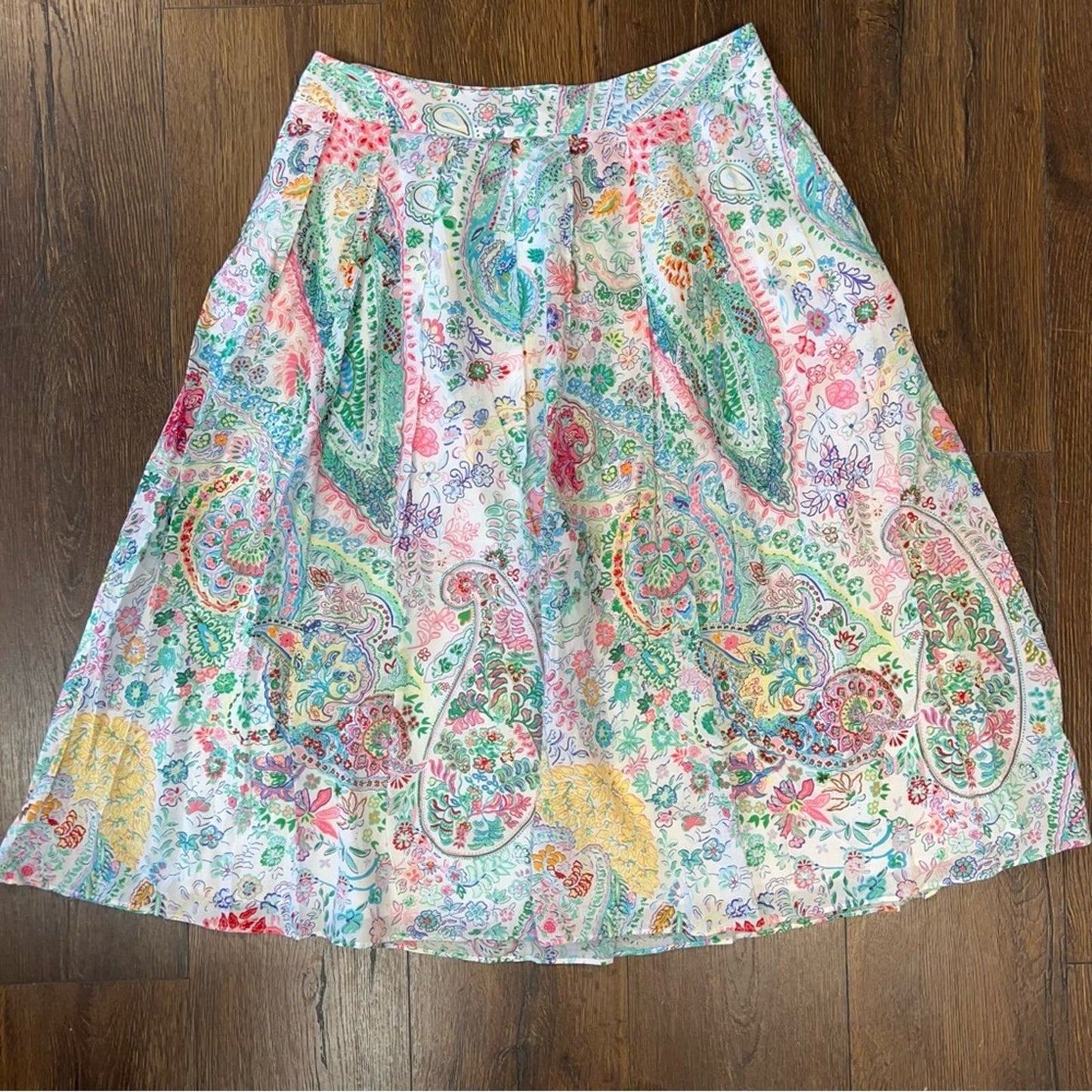 Talbots festive floral pleated midi skirt SZ 10