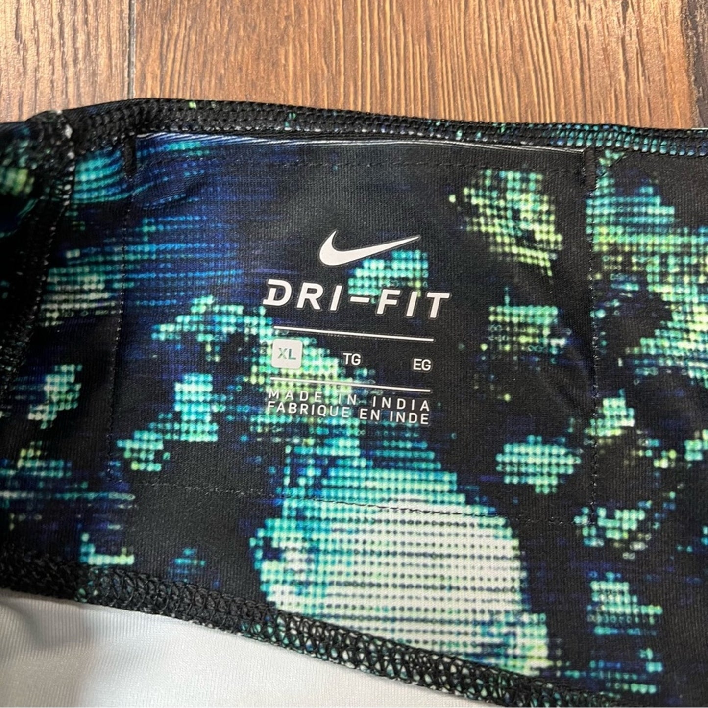 Nike Dri-Fit Teal & Black Abstract Full Length Tights SZ XL