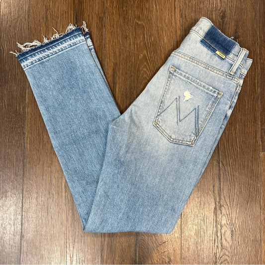 MOTHER Denim High Waisted Hiker Hover Undone Hem SZ 25/0