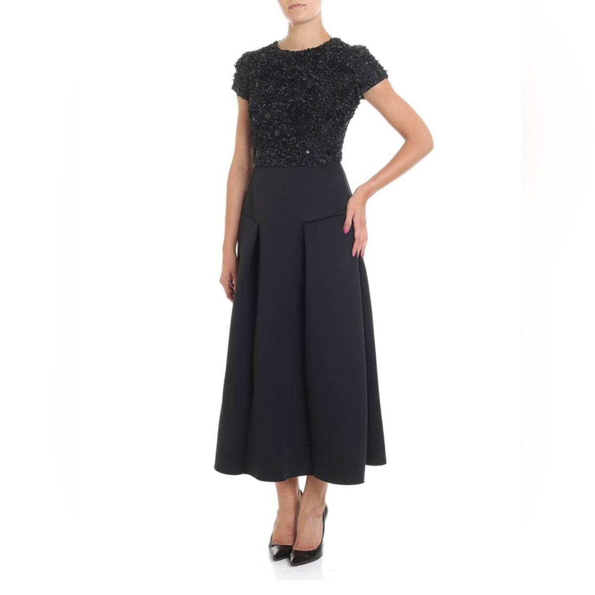EMPORIO ARMANI Embellished bodice cocktail midi dress SZ 46‎