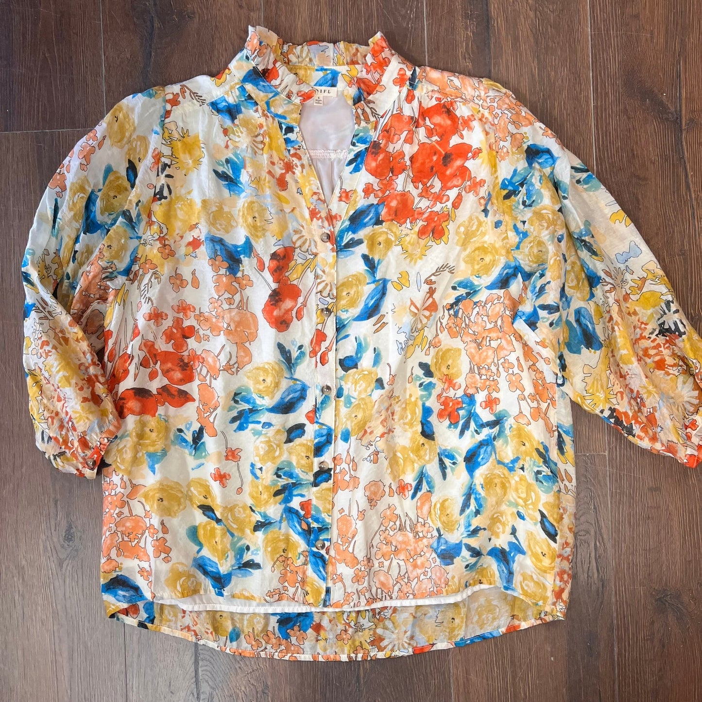 NWOT JODIFL EAST FLORAL PUFF SLEEVE TOP SZ SM