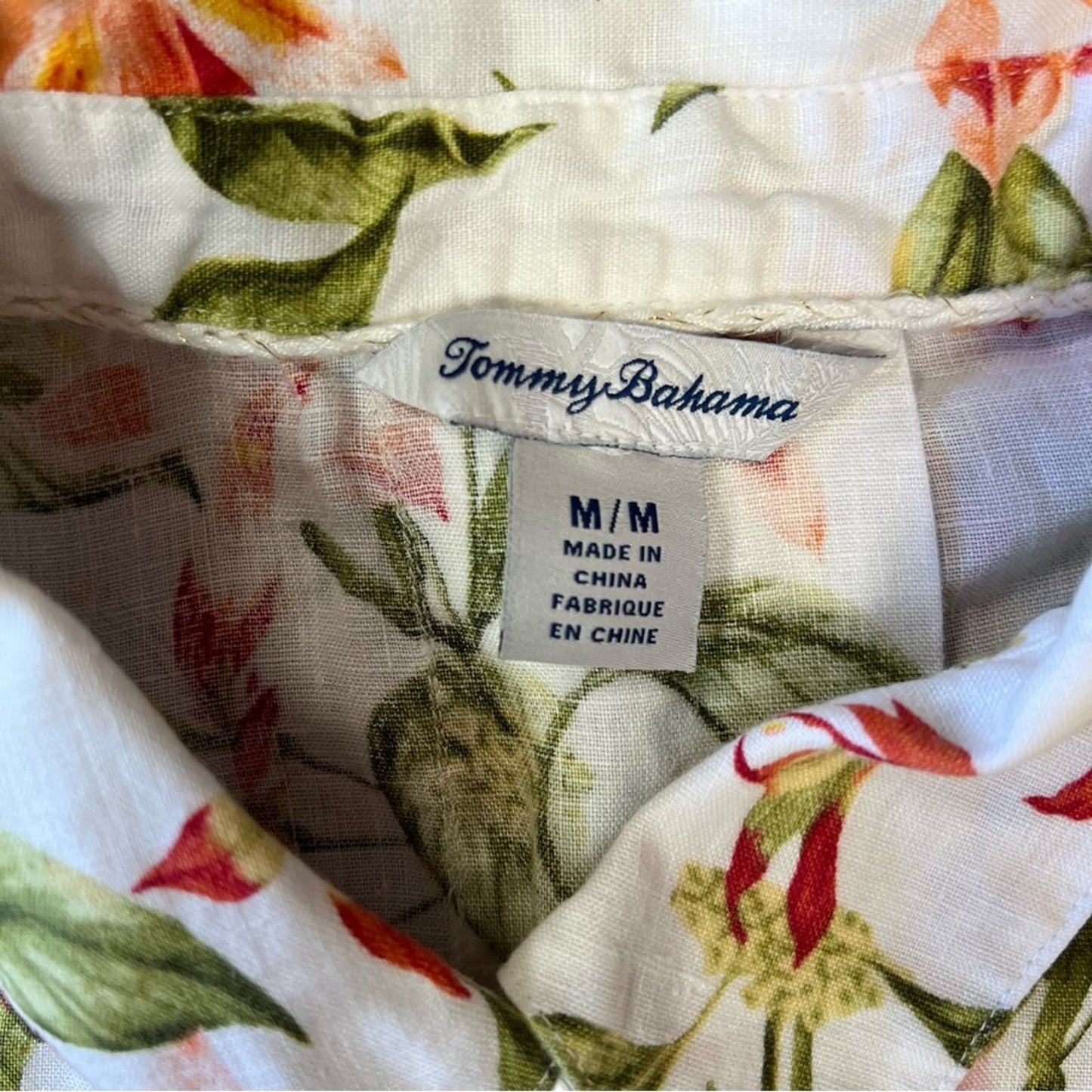 TOMMY BAHAMA Petal Of Honor Floral Linen Shirt SZ MED