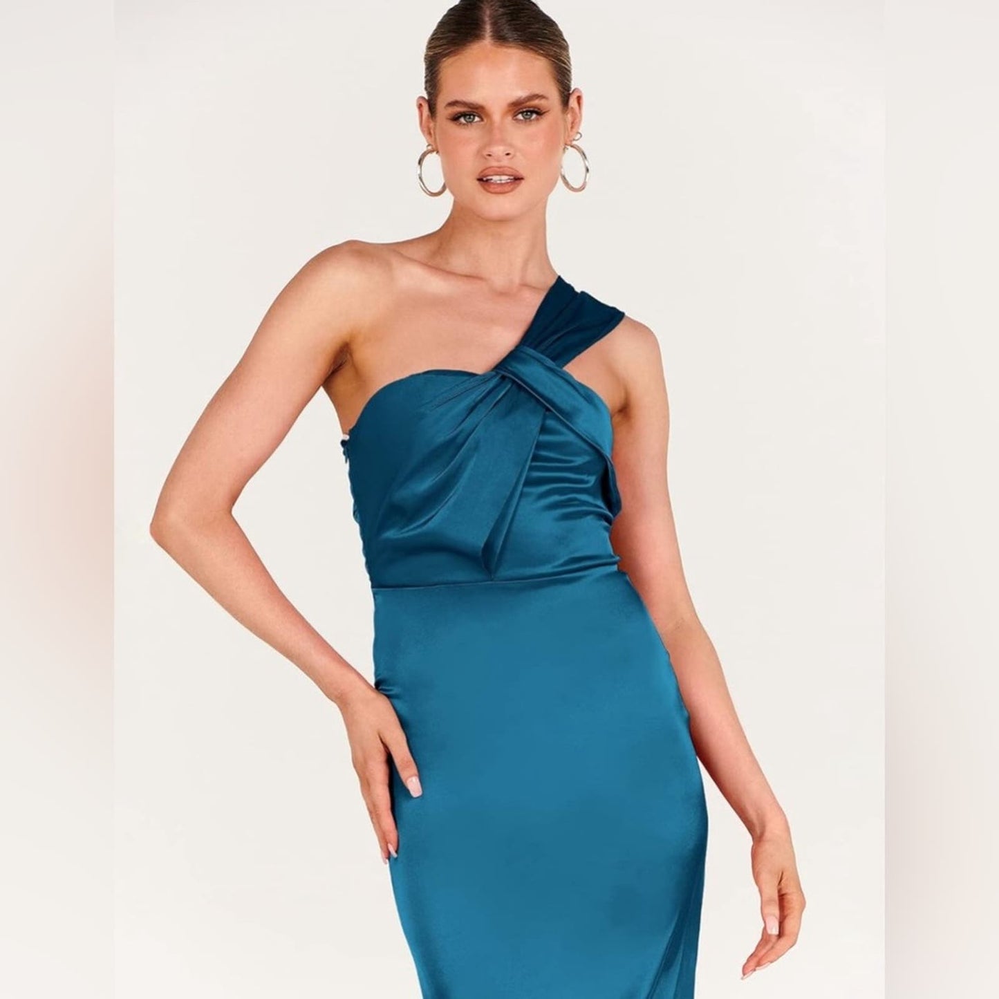 🆕 ANRABESS Satin One shoulder Cocktail Evening Party Maxi Dresses SZ XL