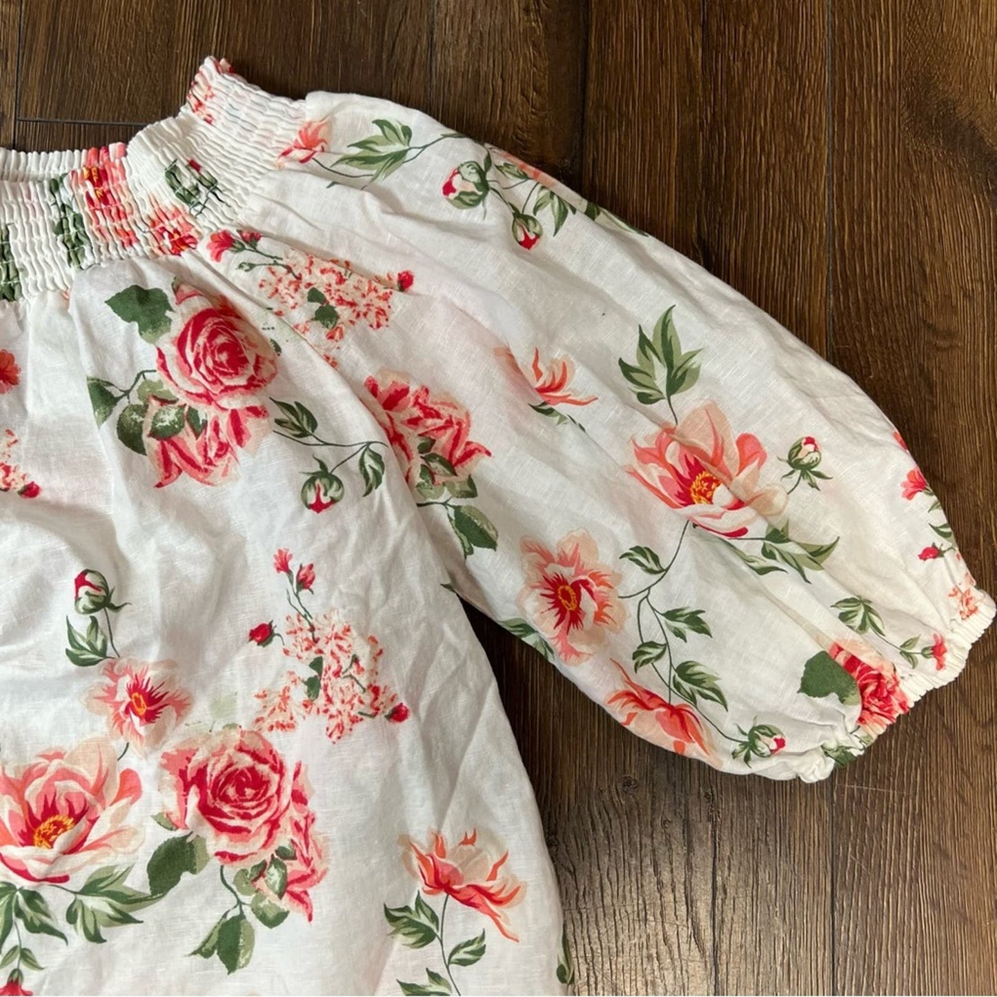 🆕 ZARA linen blend floral blouse SZ MED