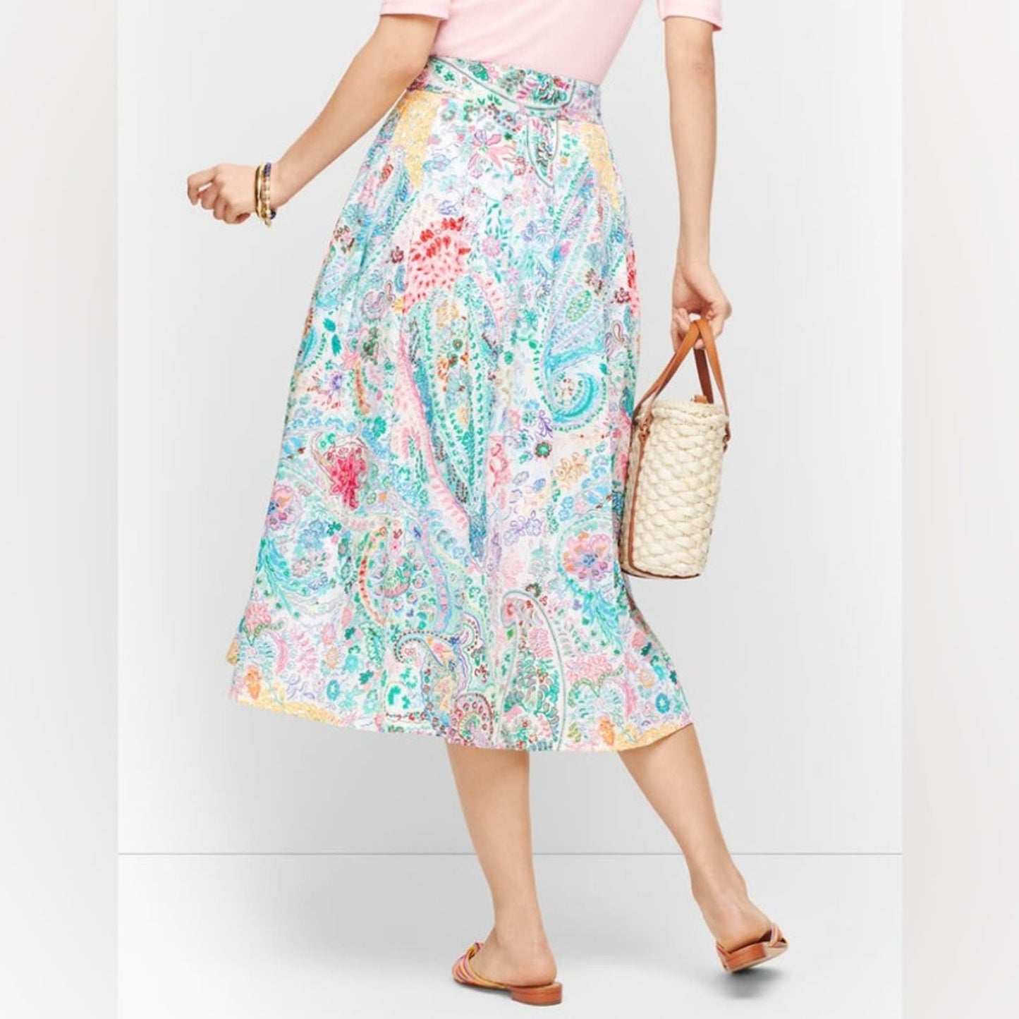 Talbots festive floral pleated midi skirt SZ 10